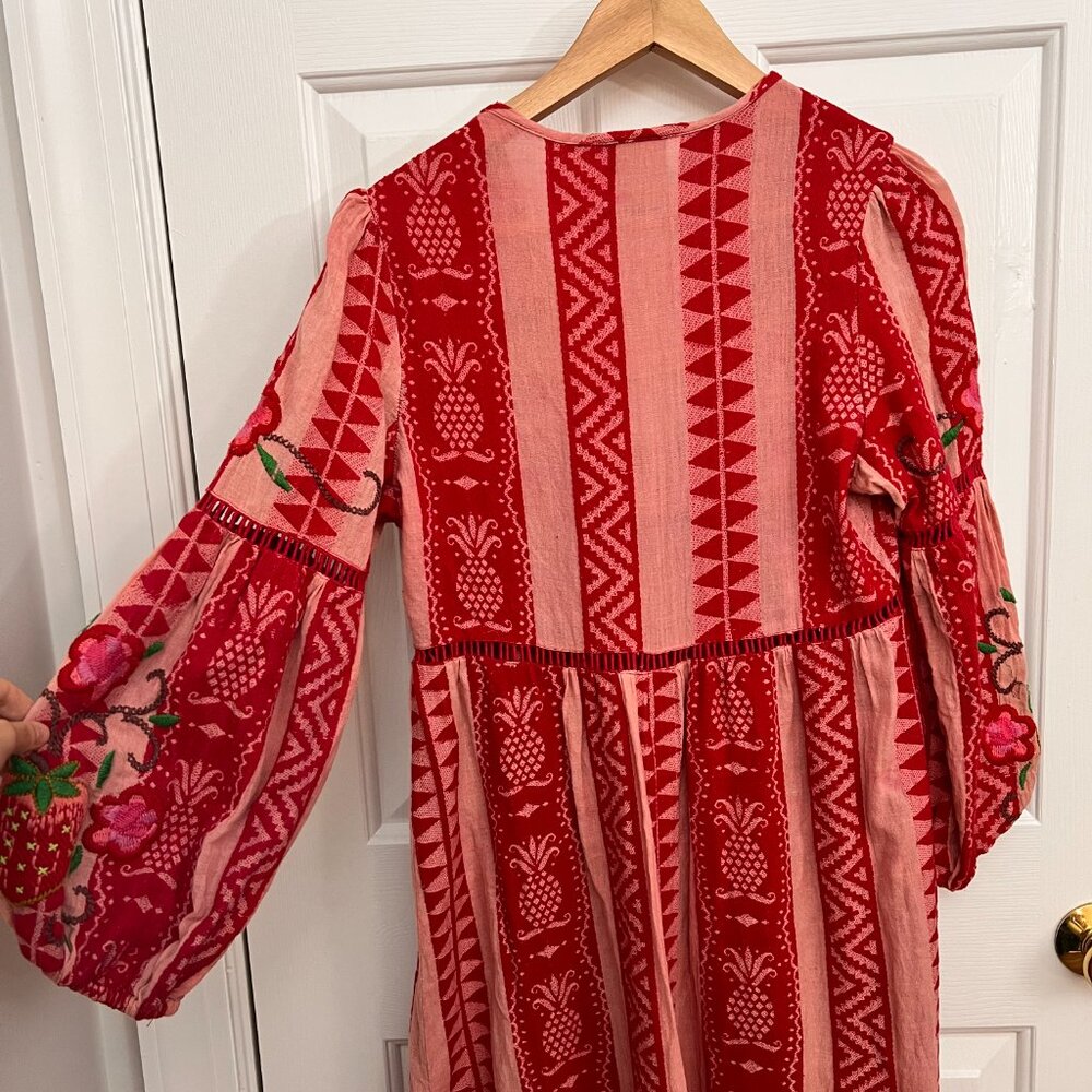 Farm Rio Strawberry Jacquard Cotton Maxi Dress Sz S - Picture 14 of 16